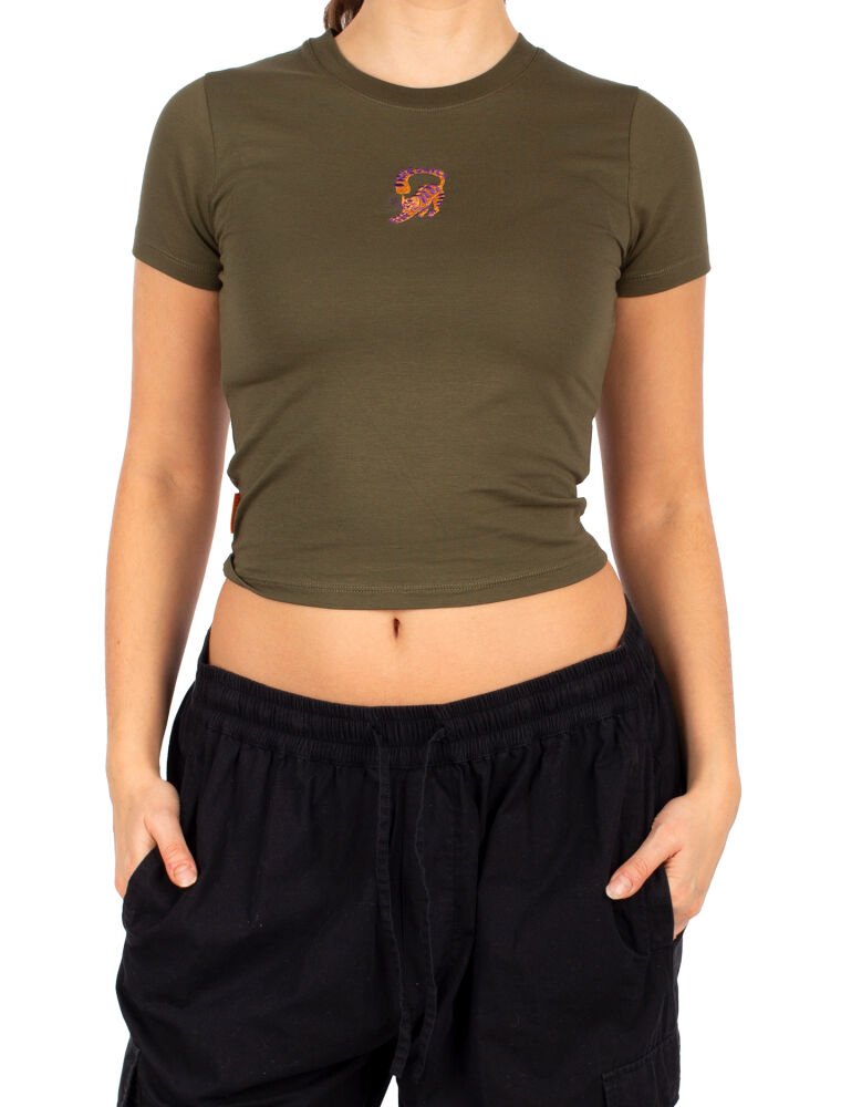Catty Emb T-Shirt [warm olive]