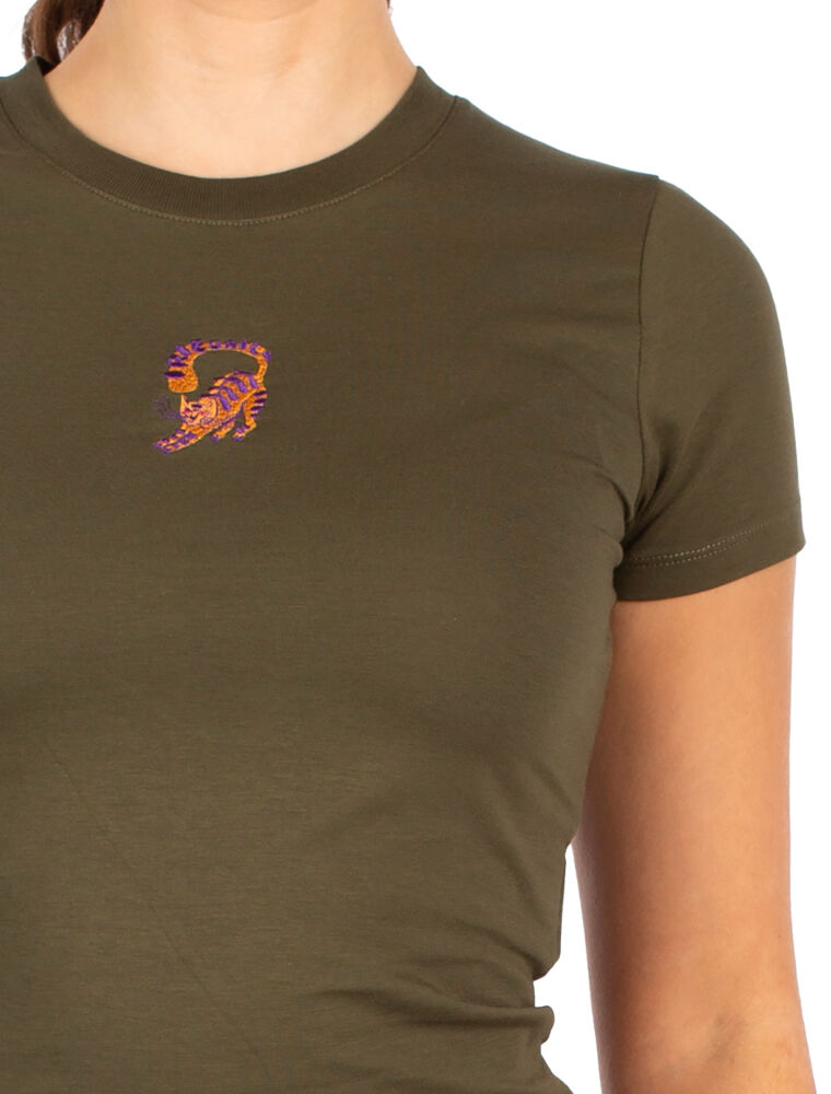 Catty Emb T-Shirt [warm olive]