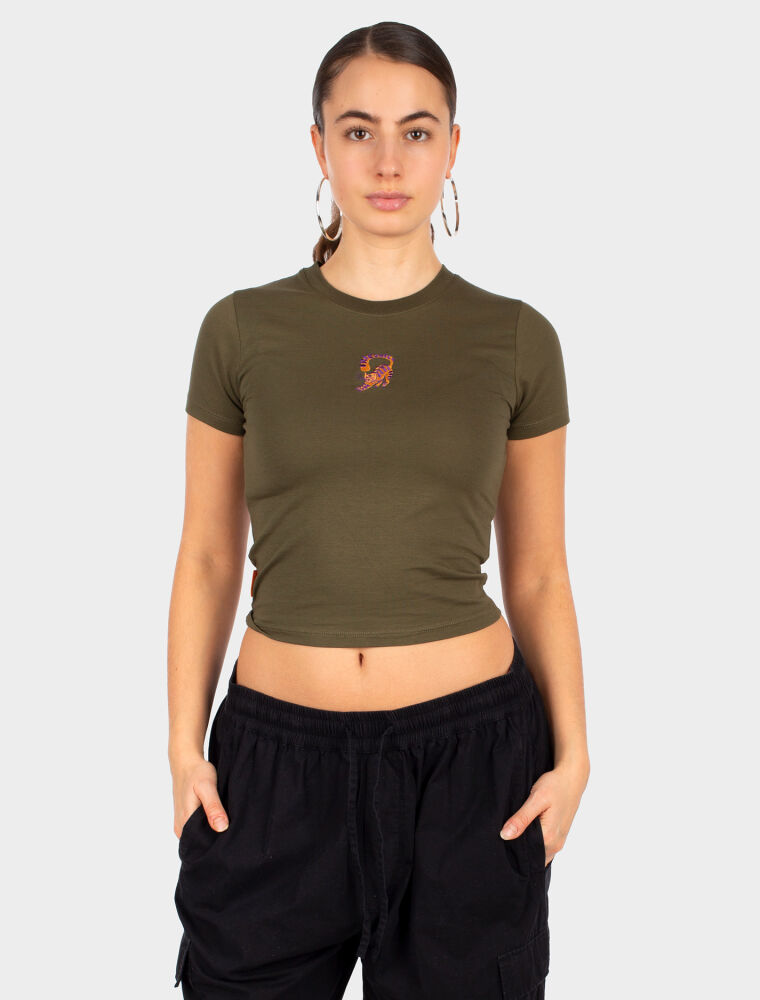 Catty Emb T-Shirt [warm olive]